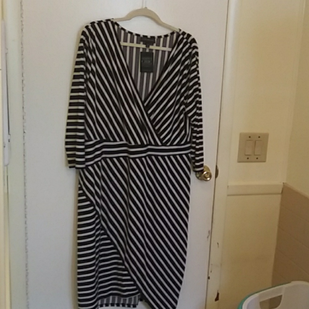 Lane Bryant black and white stripped dress